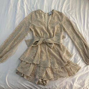 Princess Polly Cream Polka Dot Romper